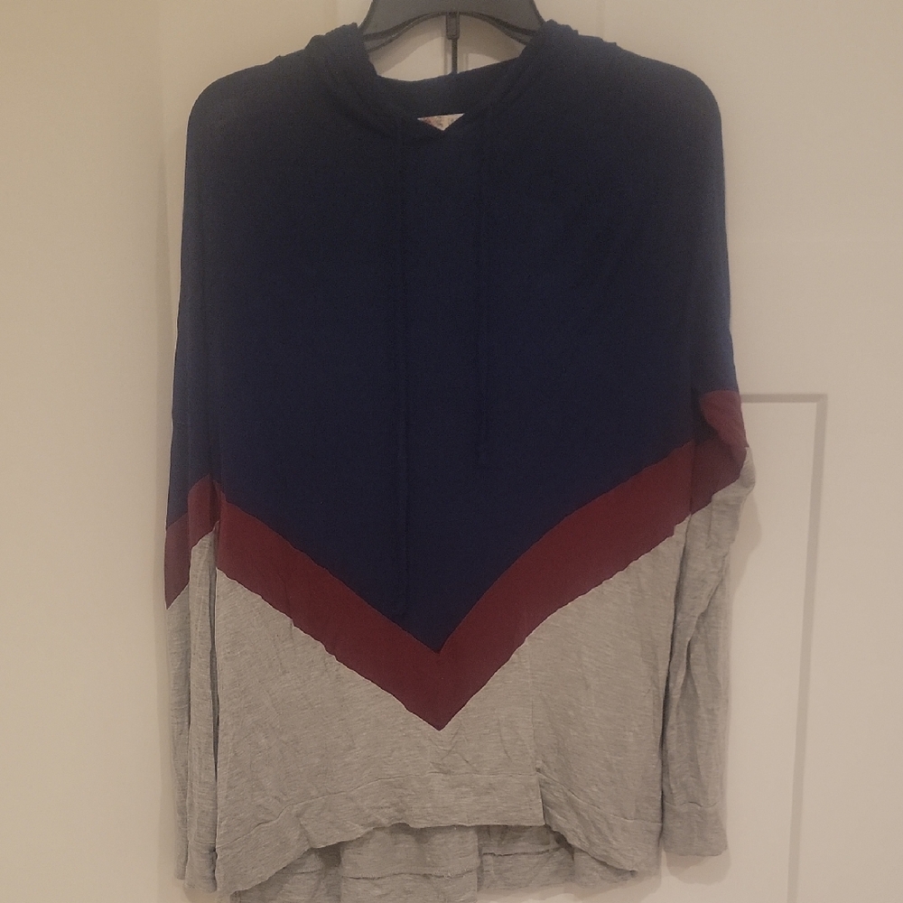 Pink Rose Women's Navy, Burgundy, and Gray Hoodie